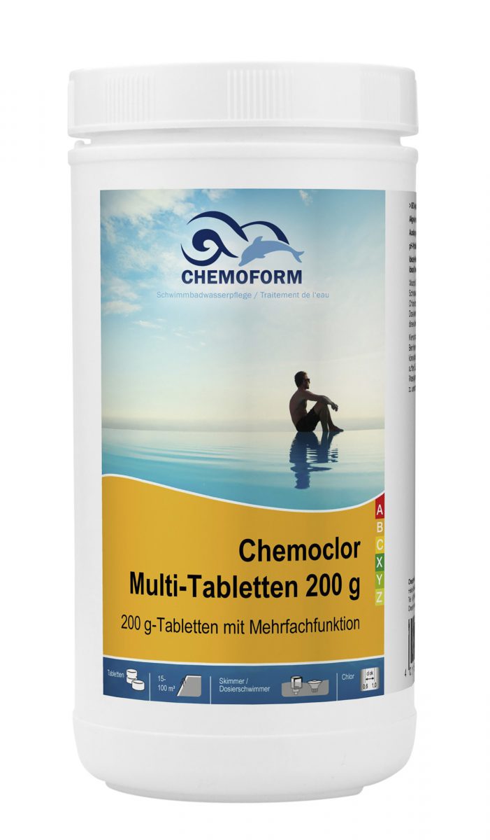 Комплексное средство для дезинфекции бассейна медленный хлор в таблетках (200 г), 1 кг
