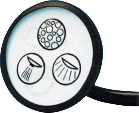 Кнопка электронного управления с тремя символами струя-воздух-свет, диaм. 52 мм, белая