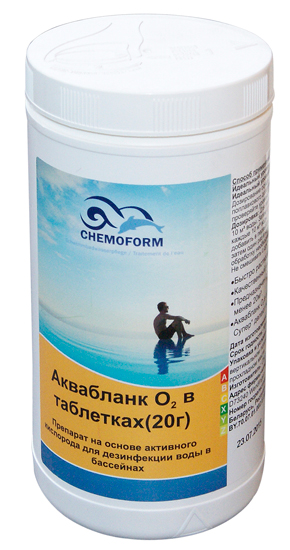 Аквабланк 02, активный кислород в таблетках по 20 гр., Chemoform, 1 кг (упаковка 6 шт.)