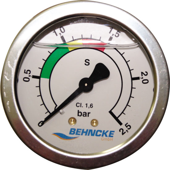 Манометр 1/8  для фильтровальной емкости Behncke 0-2,5 Bar