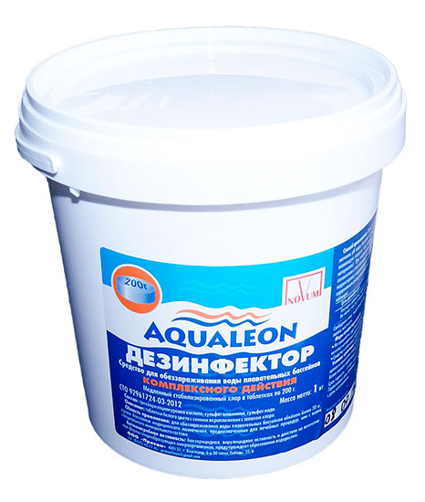 Хлор, макси  Aqualeon, 1 кг, медленный стабилизированный хлор для бассейнов (упаковка 6 шт.)