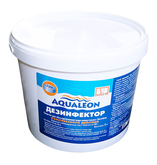 Хлор, Комби-Таб Aqualeon, 5 кг, медленный стабилизированный хлор комплексного действия для бассейнов