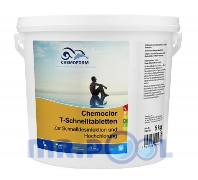 Быстрый хлор в таблетках для дезинфекции воды в бассейне Кемохлор Т, 5 кг