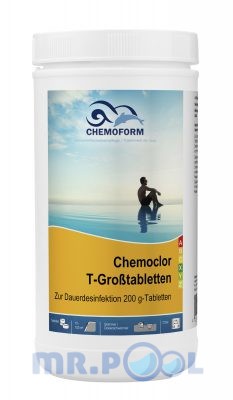 Медленный хлор в таблетках для длительной дезинфекции воды в бассейне Кемохлор Т (200 г), 1 кг