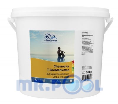 Медленный хлор в таблетках для длительной дезинфекции воды в бассейне Кемохлор Т (200 г), 10 кг