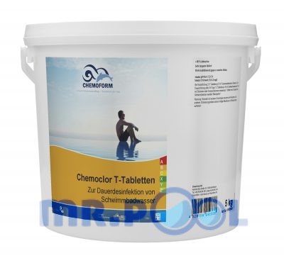 Медленный хлор в таблетках для дезинфекции воды в бассейне Кемохлор Т (20 г), 5 кг