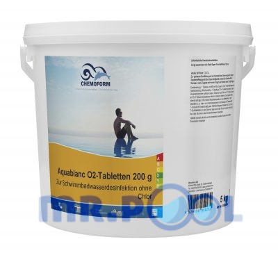 Активный кислород в таблетках для дезинфекции воды в бассейнах Аквабланк О2 (200 г), 50 кг