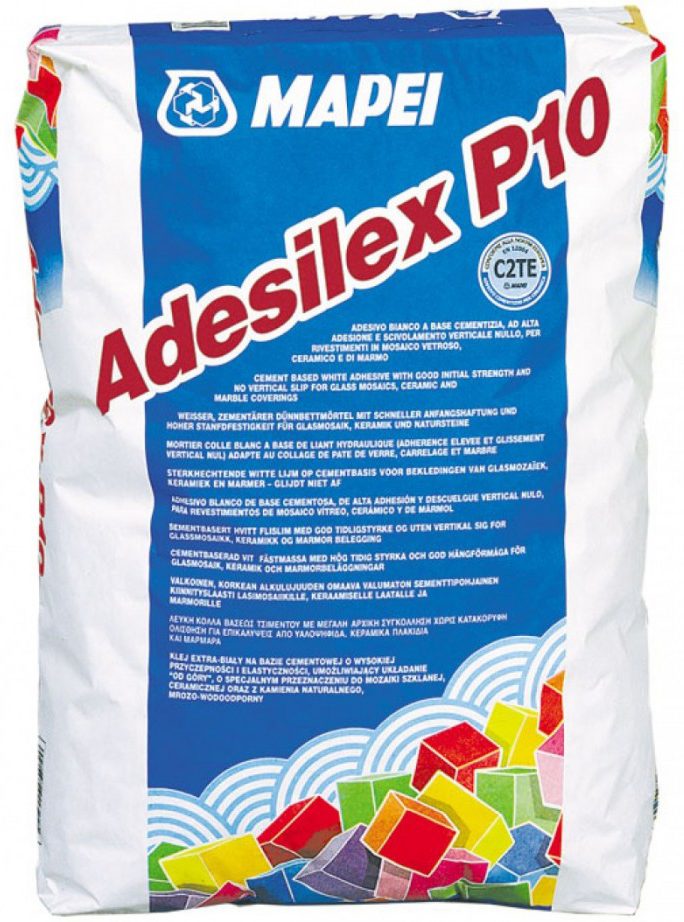 ADESILEX P10, белый клей рос. пр-ва д/мозаичн. витражей, плитки, мрамора, 25 кг