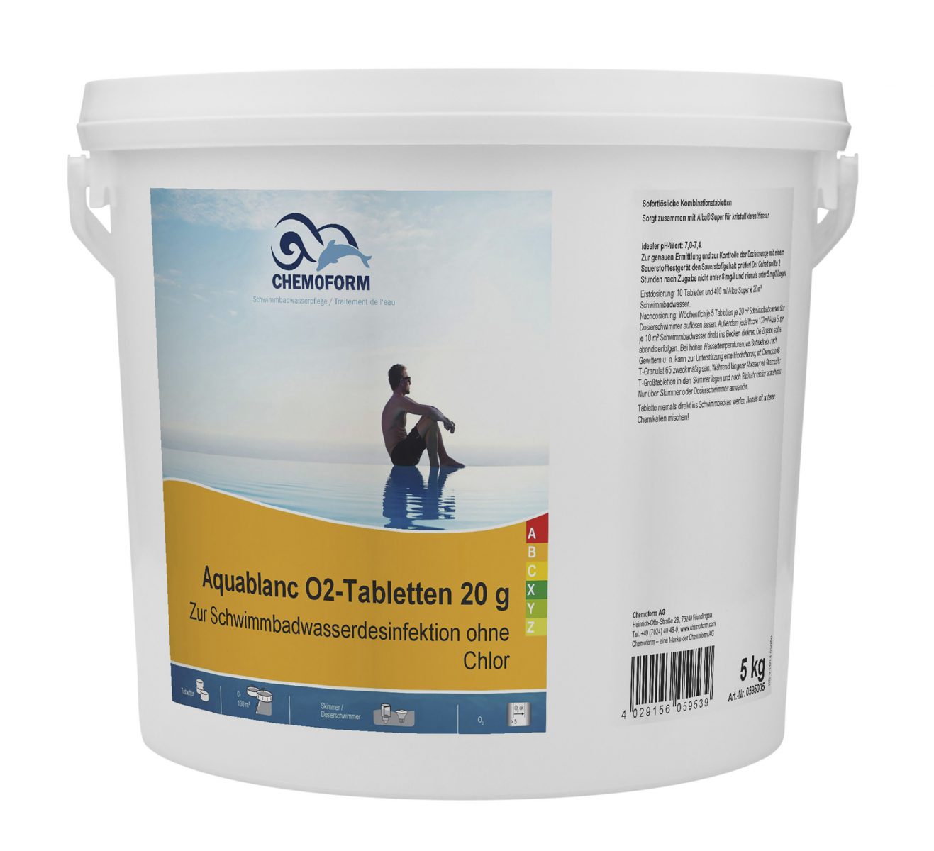 Активный кислород в таблетках для дезинфекции воды в бассейнах Аквабланк О2 (20 г), 5 кг