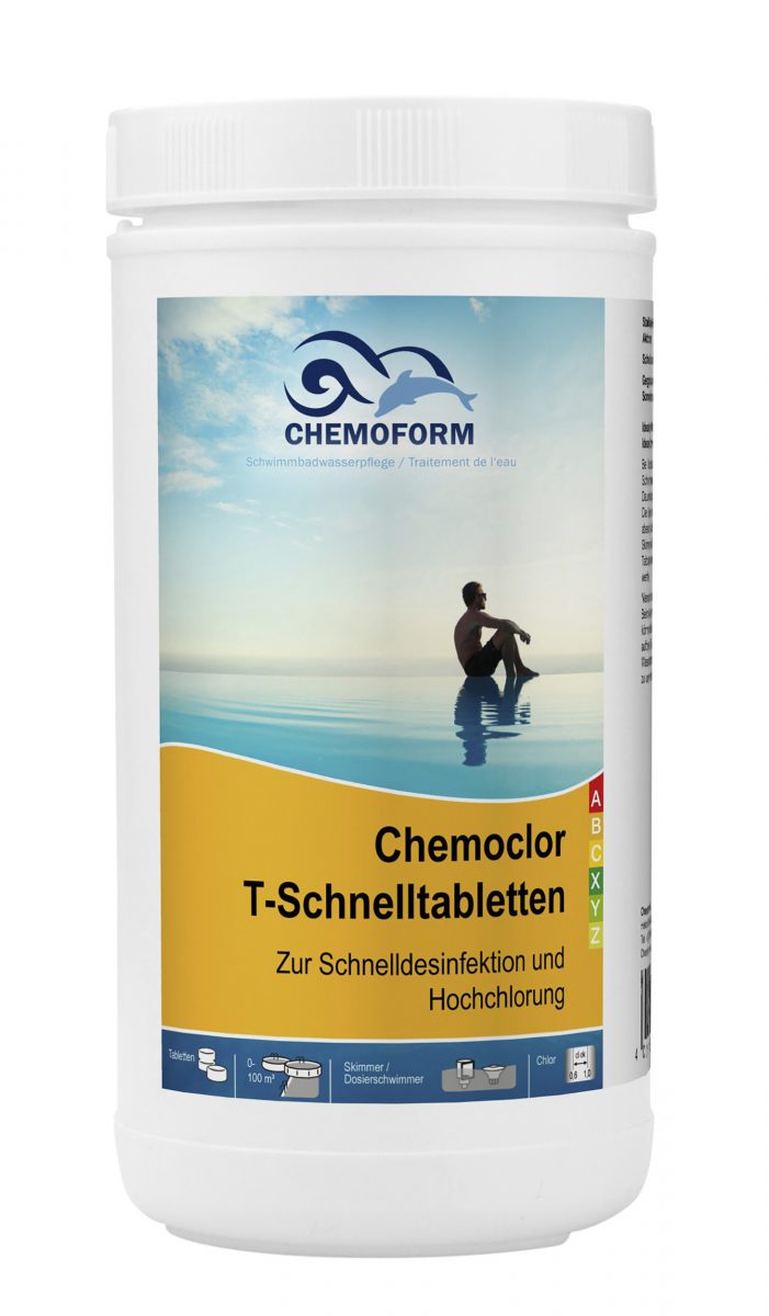 Быстрый хлор в таблетках для дезинфекции воды в бассейне Кемохлор Т, 1 кг