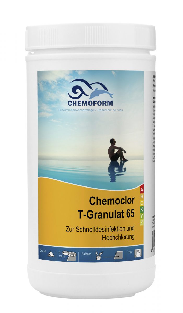 Хлор гранулированный для дезинфекции воды в бассейне Кемохлор Т-65, 1 кг