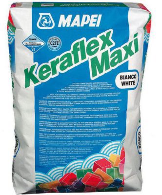 KERAFLEX MAXI, белый высокоэластичный клей рос. пр-ва д/плитки (слой 3-15 мм), 25 кг