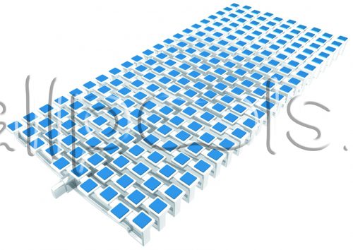 Решетка переливная SCACCO радиал.уч., шир. 150 мм, выс. 35 мм, дл. 500 мм, цвет-бело-синий