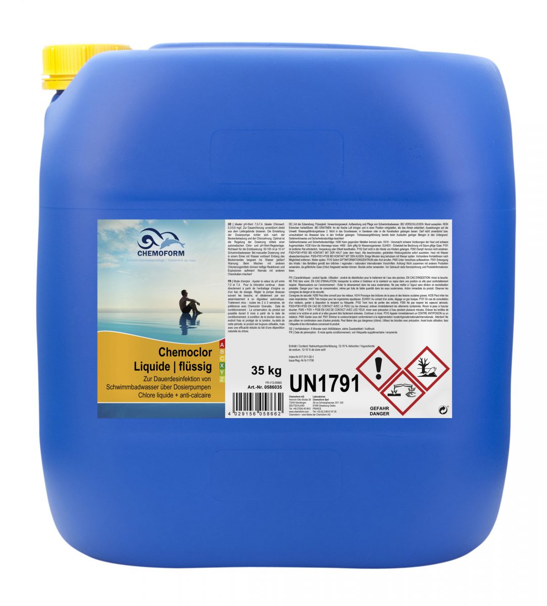 Жидкий стабилизированный хлор для дозирующего насоса Кемохлор, 35 кг