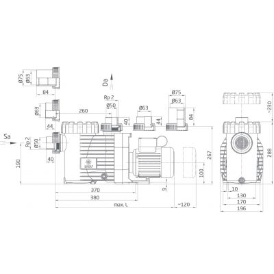 Насос BADU Gamma 11, 3~ Y/∆ 400/230 В, 0,45 кВт чертеж